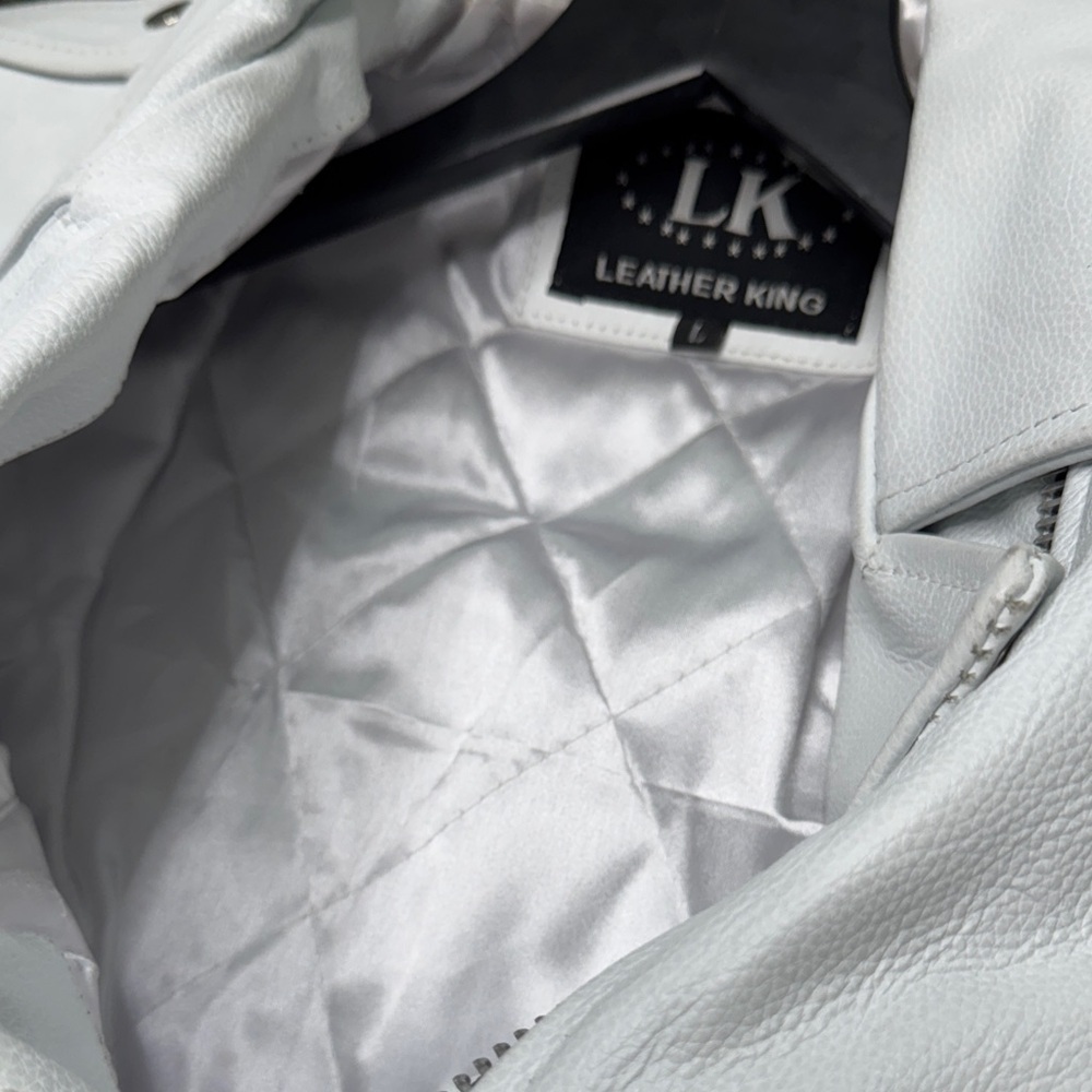 LK Women's White Leather Biker Jacket EUC L - Picture 15 of 15